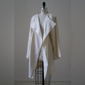 Vintage 90s off white linen jacket with unique pleated back oversized